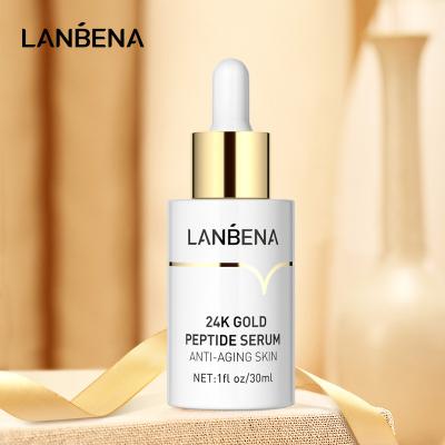 China Best Anti-Wrinkle LANNENA 24k Gold Anti-Wrinkle Peptide Anti-Wrinkle Face Skin Brightening Serum 30ml for sale