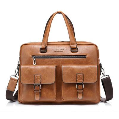 China 2021 Custom Made Wholesale Custom PU Business Brown Tote Crossbody Durable Black PU Leather Men Laptop Bag for sale