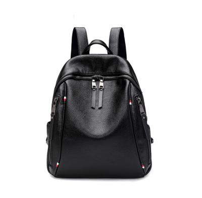 China New high quality anti-theft shoulder lady bags first pose cowhide double zipper large leather backpack soft leather for sale