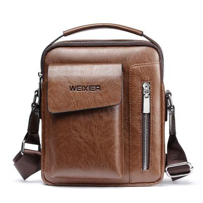 China 2021 Vintage Fashion PU Leather Men Shoulder Bag Small Mini Business Black Brown Custom Wholesale Quality for sale