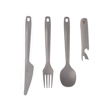 China Lightweight titanium cutlery set--4 pcs-- 1*Knife and 1*Fork&1*Spoon*1*Opener&locker for sale