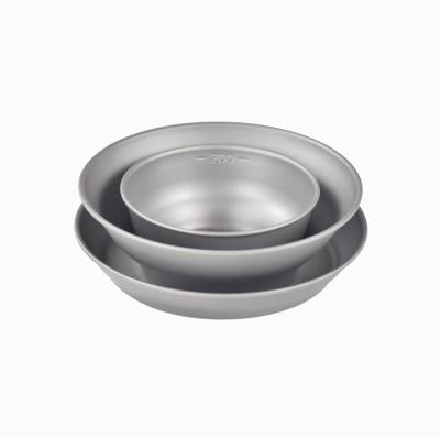 China Lightweight Portable Healthy Durable Outdoor Tableware Titanium Camping Dish Bowl 3 PCS Set for sale