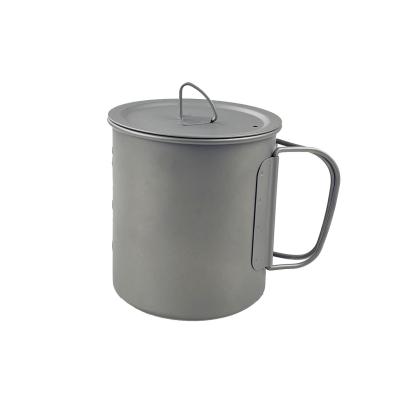 China Titanium-TA1 600ml ultra-lightweight titanium mug with tight-fitting lid for sale