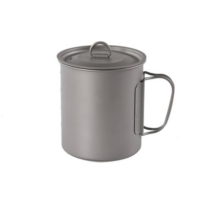 China Eco-Friendly Custom Metal Travel Mug Ultralight Camping Pot Titanium Mug With Lid 750ml 900ml 1100ml 1250ml for sale