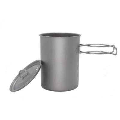 China 900ml Eco-friendly Ultralight Titanium Pot with Folding Handle for Travel Teapot Garden Pot Camping Cooking for sale