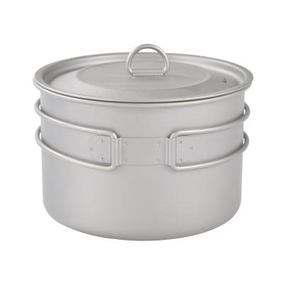 China Ultralight Portable 800ml Titanium Lightweight Outdoor Cooking Pot With Lid For Camping for sale