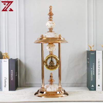 China Retro style antique light luxury metal clock table clock metal desk glass clocks for home decor for sale