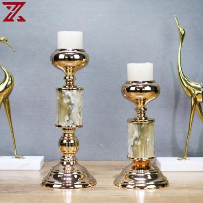 China Newest home decoration colorful ceramics with metal glass top candle holders for home decoration for sale