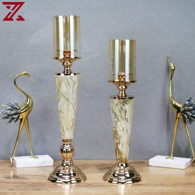 China Home Decoration High Quality Colorful Ceramics With Metal Glass Top Candle Holders For Party Favors for sale