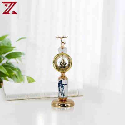 China Modern Antique Style Factory Wholesale Price Metal Floor Clocks With Crystal Nordic K9 Acrylics Desk Clock For Living Room Decor for sale