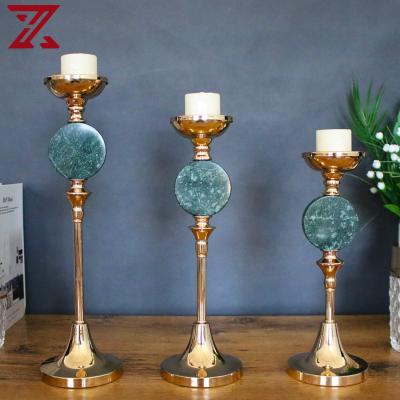 China Home Decoration Hot Sale Gold Green High Backdrop Metal Candle Holder For Wedding Party Dinner Candelabra for sale