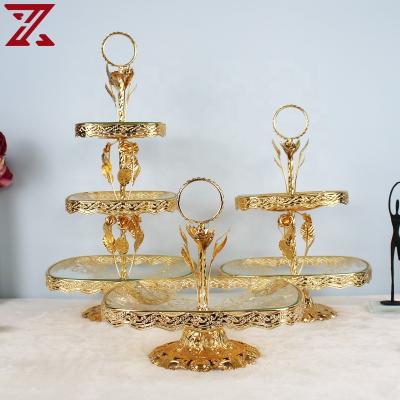 China Durable European Multi Layer Bowl Custom Printing Iron Dish Tray With Fruit Holder Decoration Golden Ice Cream for sale