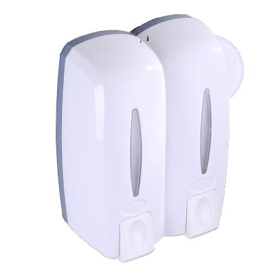 China Modern Double Head Simple Wall Mounted Soap Dispenser Jabon Bano Dispensador Bathroom for sale