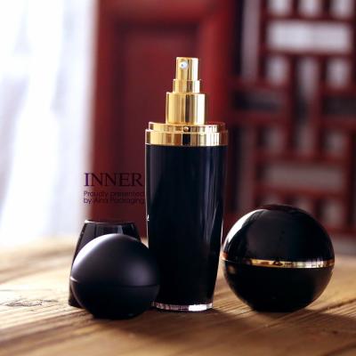 China Black Series 15ml 35ml 80ml 120ml Ball Shape Bottle Personal Care Skin Care Packaging Se for sale