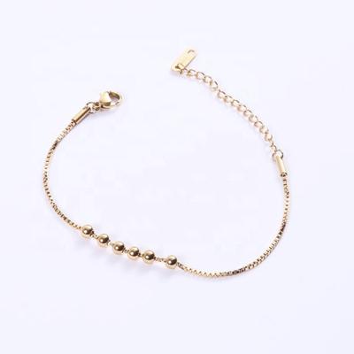 China Environmental Friendly Wholesale Women's 18K 750 Yellow Gold Plated Stainless Steel Ball And Chain Bracelet For Girls Lucky Charm for sale