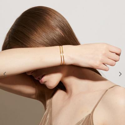 China 2021 Environmentally Friendly Bulk Open Jewelry Women Bangle Cuff Bracelet Gold Stainless Steel Brazilian Wide Bangle Bracelets for sale