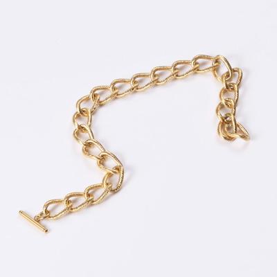 China 2021 Environmentally Friendly Minimalist Clasp Charm Women's Toggle Bracelet Gold Filled Cuban Link Stainless Steel Hip Hop Chain Bracelet for sale