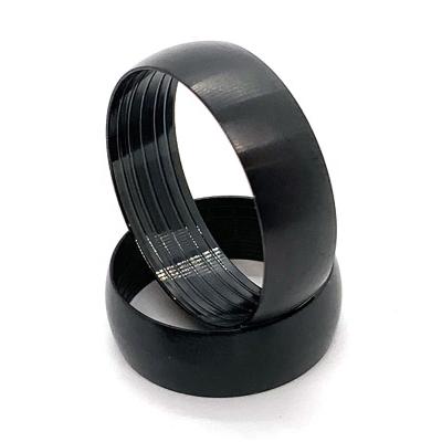 China Hiphop Brushed Finish Black Titanium Dome Rings Outside Ring Core For Whiskey Inner Barrel Wooden Inlay for sale