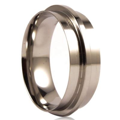 China OEM Pure Titanium Wedding Ring Core Custom Hollow Jewelry 7mm Double Blank Inlay With Center Line for sale