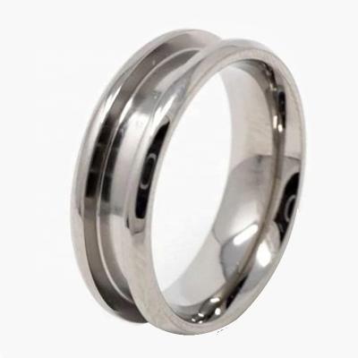 China Shenzhen Factory Direct Casual / Sporty Comfort Fit 6mm Ring Core 3mm Wide Channel Pure Titanium White For Inlay for sale