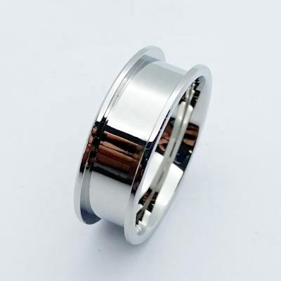 China Minimalist 316L Stainless Steel Hiphop Channel Setting Rings 4mm 8mm Wide Ring Blanks For Inlay for sale