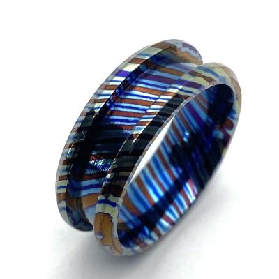 China DIY Channel Casual/Sporting Blanks for Wood Opal Resin Inlay 8mm Titanium Damascus Heat Treated Wide Ring Cores Timascus Rings for sale