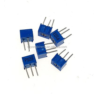 China Top Adjustment Single-Turn Potentiometer 1K/2K/5K/50K/100K/200K/500K/1M 3362P 103 10k Adjustable Potentiometer for sale