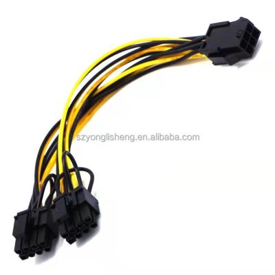 China Pcie 6pin female to dual PCI-E 8pin (6+2) pin male 18awg graphics card splitter 6pin to dual PCI-E 8pin (6+2) pin for sale