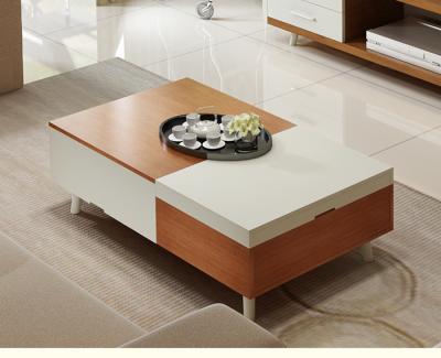 China PANEL glossy white and wood grain pvc coffee table for sale