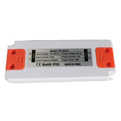 China AC 110-240V to DC 12V 24V PR-36-12 Driver 12W 24W 36W 48W 60W 72W Plastic Housing Led Flat Power Supply for sale