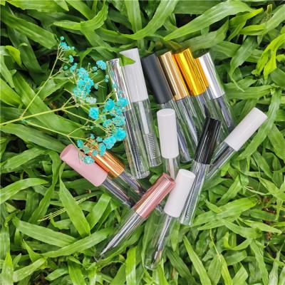 China Cosmetic 10ml Empty Matte Black Silver Lip Gloss Containers Tube 10ml Packaging With Magic Wands Mascara With Brush Applicator for sale