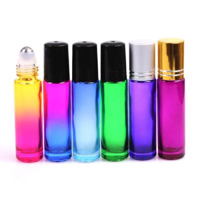 China Lip Gloss Filling Custom Essential Oil Glass Roller Bottle 5ml 10ml 15ml White Black Sliver Gold Roller Bottle for sale