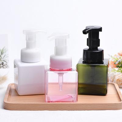 China 250ml Square Water Pump Bottle Kitchen Foam Lotion Pump Bottle Eco-friendly Foam Bottle for sale