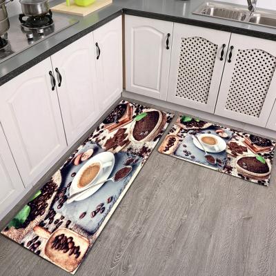 China Wholesale Factory Good Price Red Kitchen Mat Washable Printing Beautiful Kitchen Rug for sale