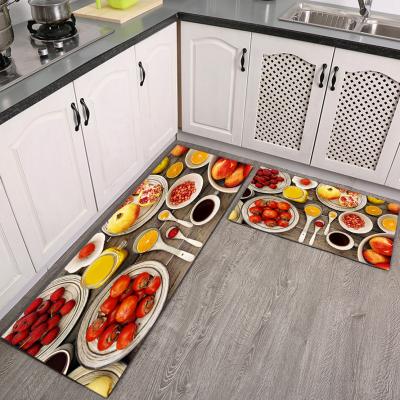 China Hot-selling Washable Kitchen Mats , Floral Floor Mats With Fruits And Vegetables Mat for sale