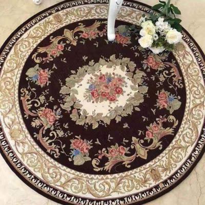 China Washable Manufacturers Wholesale New European Carpet Jacquard Non-Slip Round Living Room Bedroom Dining Chair Floor Mat for sale