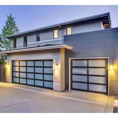 China Modern Tempered Frosted Glass With Black Frame Garage Door for sale