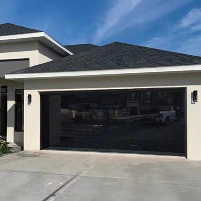 China Waterproof Aluminum Black Mirror Frameless Garage Glass Door for sale