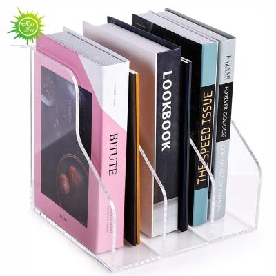 China Crystal Plexi Glass Clear Acrylic Desktop Folder Organizer Box Magazine Holder for Desktop Display for sale