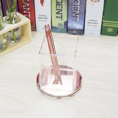 China HUISEN Plastic Products Luxury Acrylic Pen Holder 360 Degrees Rotate Pen Pencil Holder for sale