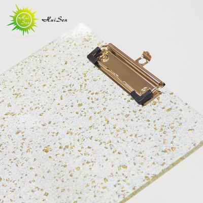 China Stationery Office Huisen Clear Acrylic Clipboard With Gold Hardware A4 Size Customized Office Pipeline for sale