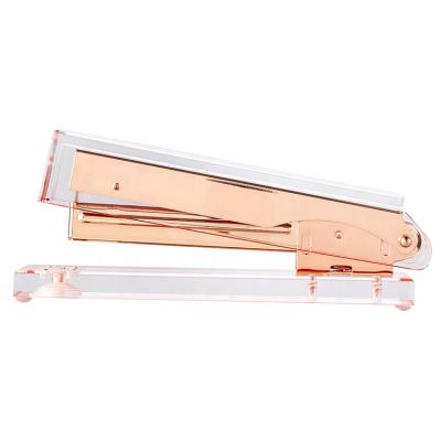 China Huisen OEM Luxury High Quality Wholesale Acrylic Stapler Rose Gold Color Stapler Set for sale