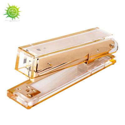 China Modern Luxury High Quality Desktop Gold Binding Office Manual Paper Acrylic Paper Book Stapler Stapler for sale