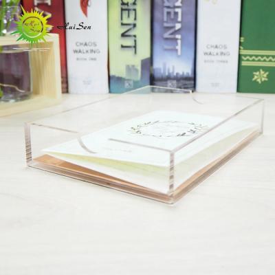 China Huisen Promotional Clear Gift Acrylic Business Card Gold Holder Stand Gold Card Box Exhibition Use for sale