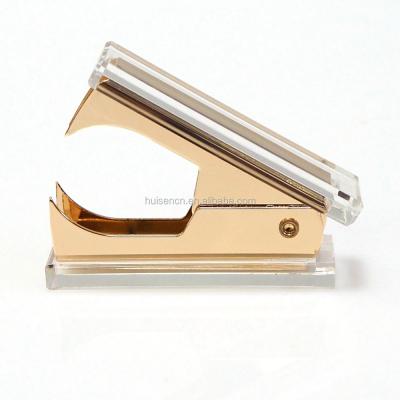 China Souvenir Items Staple Remover Huisen 2021 Clear Acrylic Stapler Pin Remover Gold Staple Remover Office Accessories for sale