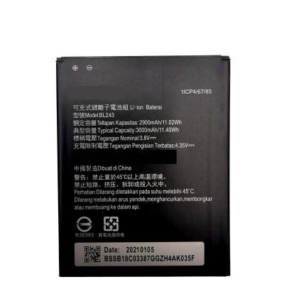 China 2021 new cell phone battery BL243 for lenovo Lemon K3 Note K50-T5 A7000 A5500 A5600 A7600 2900mAh mobile phone battery for sale