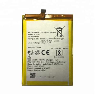 China Mobile Phone 3.85V 4000mAh BL-39GX Mobile Phone Battery For Infinix S3 X573 BL39GX Hot Battery for sale