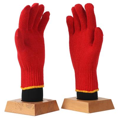 China Breathable Cheap Red Cotton Work Gloves Fashion Knitted Funky Gloves for sale