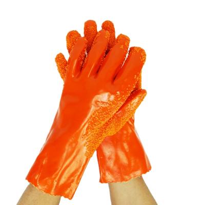 China Water Proof PVC Long Slap Rough Finish Fishing Gloves PVC Caoted Gloves for sale