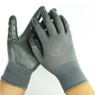 China Widely Applied Safety Oil Resistance Polyester Nitrile Coated Work Gloves For Machinery Assembly for sale